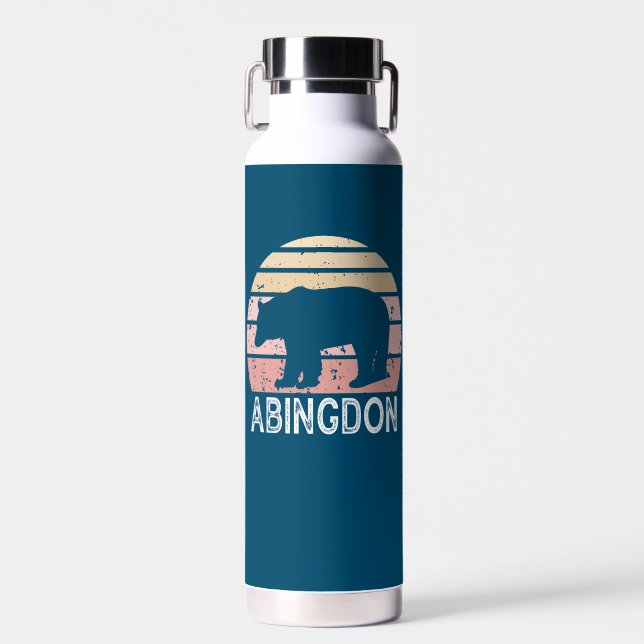 Abingdon Virginia Retro Bear Water Bottle (Front)
