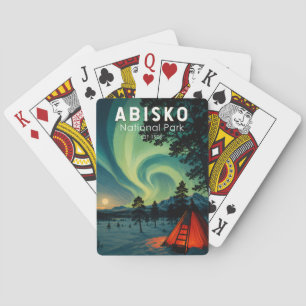 Abisko National Park Northern Lights Illustration Poker Cards