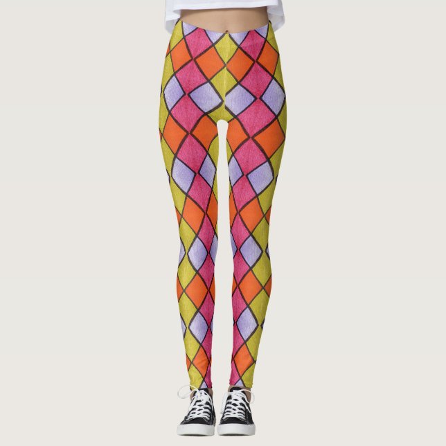 ABL - 0215 - Purple-Green-Orange - Leggings (Front)