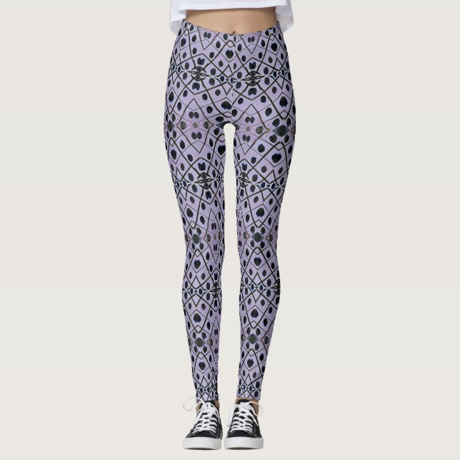 ABL - 129 - Purple and Black design -Leggings Leggings (Front)