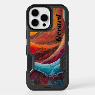 Ablaze Currents – Dynamic Sunset Water Art Print iPhone 16 Pro Max Case
