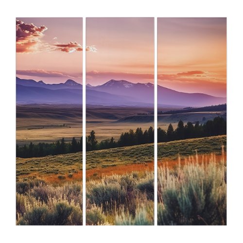 Ablaze Horizons _ Montana Sunset Triptych