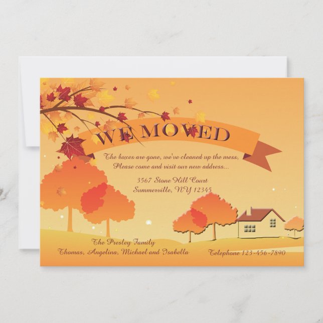 Ablaze With Autumn Colors Moving Announcement (Front)