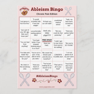 Ableism Bingo Card Chronic Pain Edition