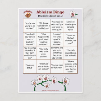 Ableism Bingo Card Disability Edition Volume 2
