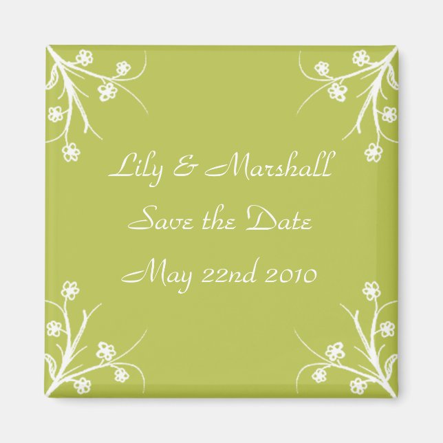 Abloom in Olive Save The Date Magnet (Front)