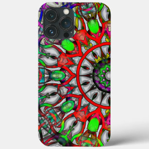 Abnormal red green colorful kaleidoscope mandala t iPhone 13 pro max case