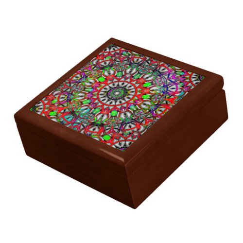 Abnormal red green colorful kaleidoscope mandala t gift box