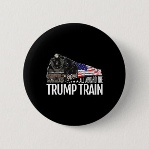 Aboard The Trump Train 2020 American Flag Reelect  Button
