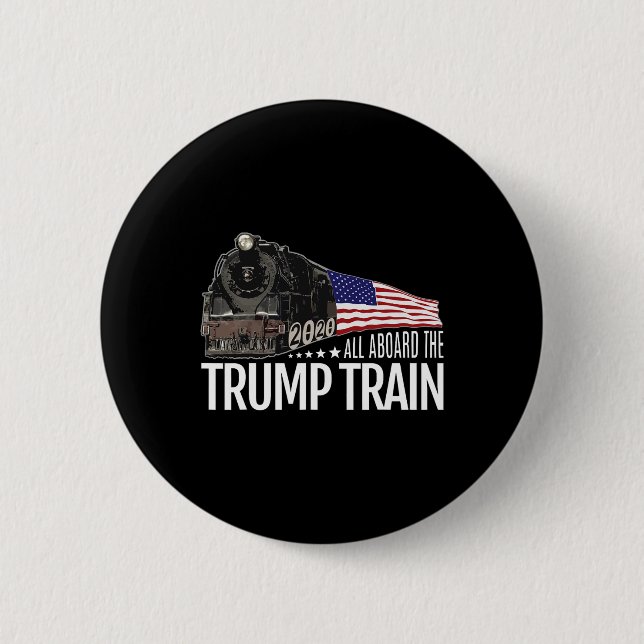 Aboard The Trump Train 2020 American Flag Reelect  Button (Front)