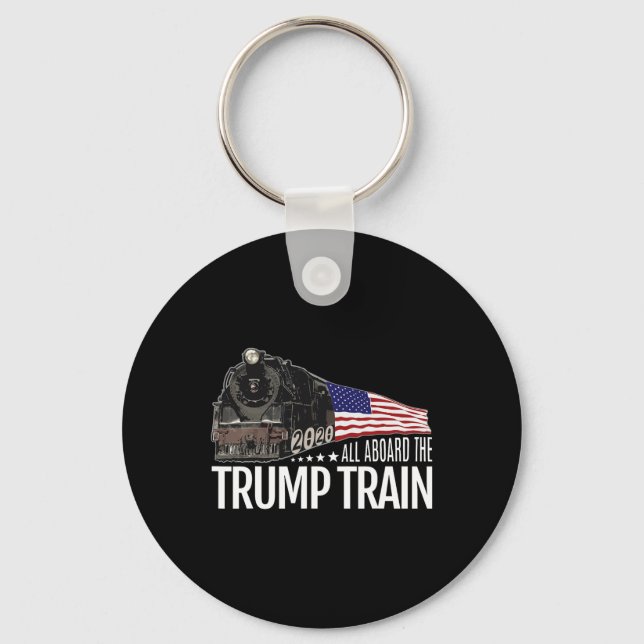 Aboard The Trump Train 2020 American Flag Reelect  Keychain (Front)