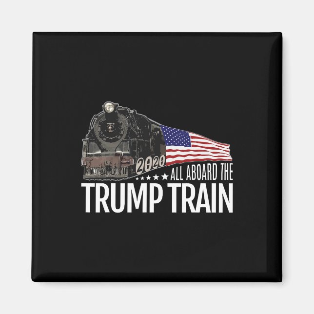 Aboard The Trump Train 2020 American Flag Reelect  Magnet (Front)