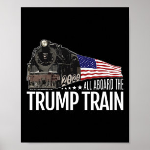 Aboard The Trump Train 2020 American Flag Reelect Poster
