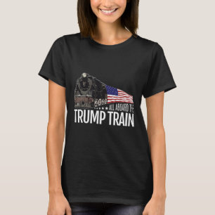 Aboard The Trump Train 2020 American Flag Reelect T-Shirt