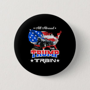 Aboard The Trump Train 2022 American Flag Button