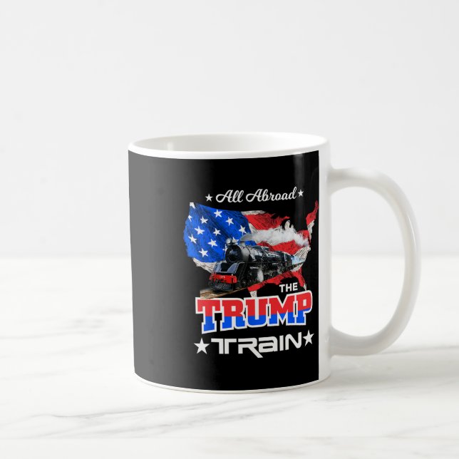Aboard The Trump Train 2022 American Flag  Coffee Mug (Right)