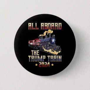 Aboard The Trump Train 2024 American Flag 1 Button