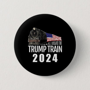 Aboard The Trump Train 2024 American Flag 2  Button
