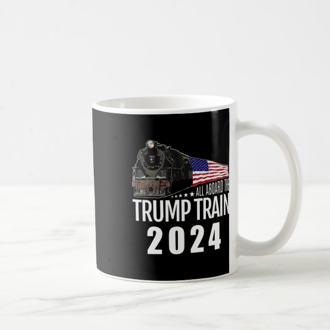 Aboard The Trump Train 2024 American Flag 2  Coffee Mug (Right)