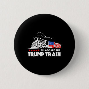 Aboard The Trump Train 2024 American Flag Button