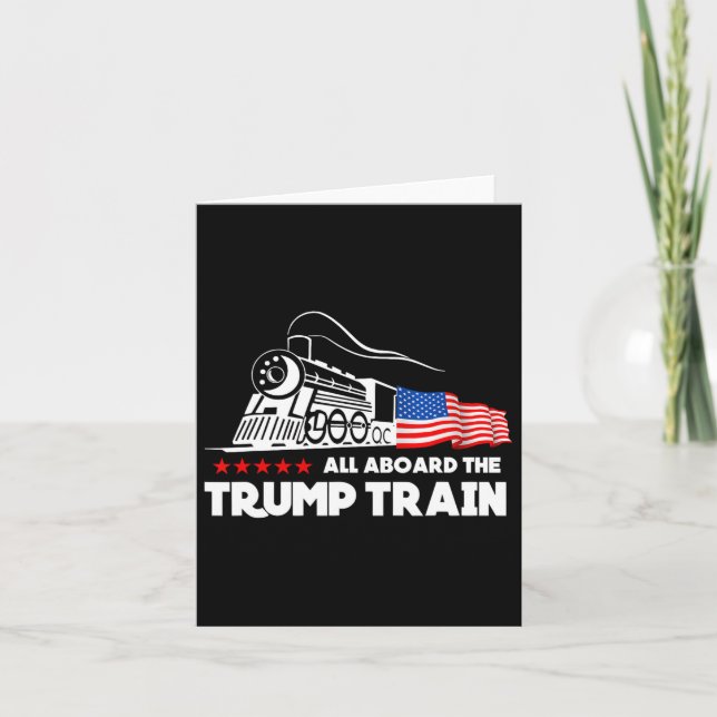 Aboard The Trump Train 2024 American Flag  Card (Front)