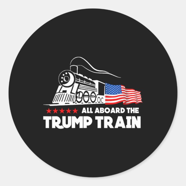 Aboard The Trump Train 2024 American Flag  Classic Round Sticker (Front)