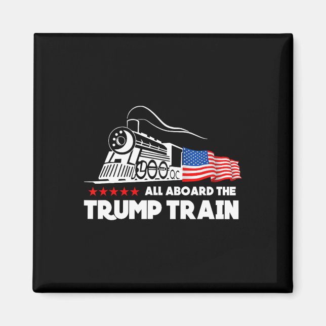 Aboard The Trump Train 2024 American Flag  Magnet (Front)