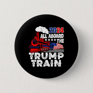 Aboard The Trump Train 2024 American Flag Trump 20 Button