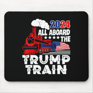 Aboard The Trump Train 2024 American Flag Trump 20 Mouse Pad