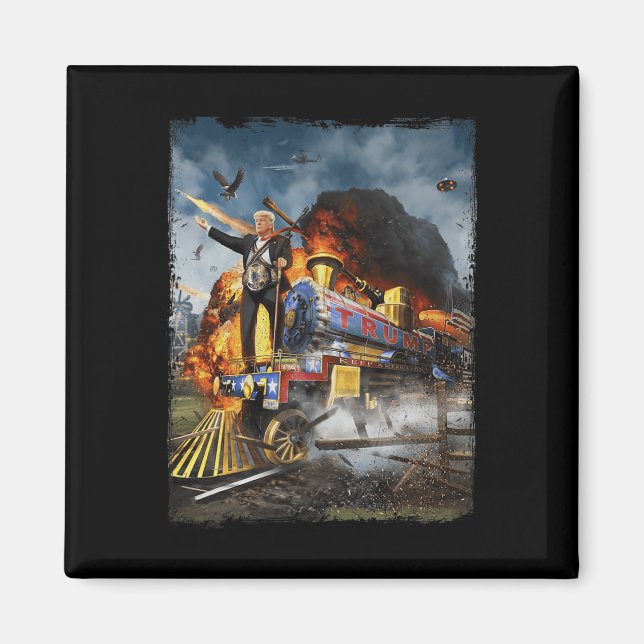 Aboard The Trump Train Funny Donald Trump 2024 Ele Magnet (Front)