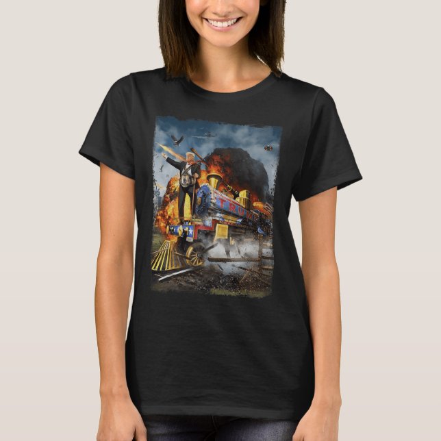 Aboard The Trump Train Funny Donald Trump 2024 Ele T-Shirt (Front)