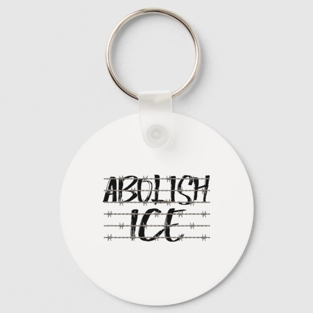 Abolish Ice Byrbed Wire Protest And Resist Support Keychain (Front)