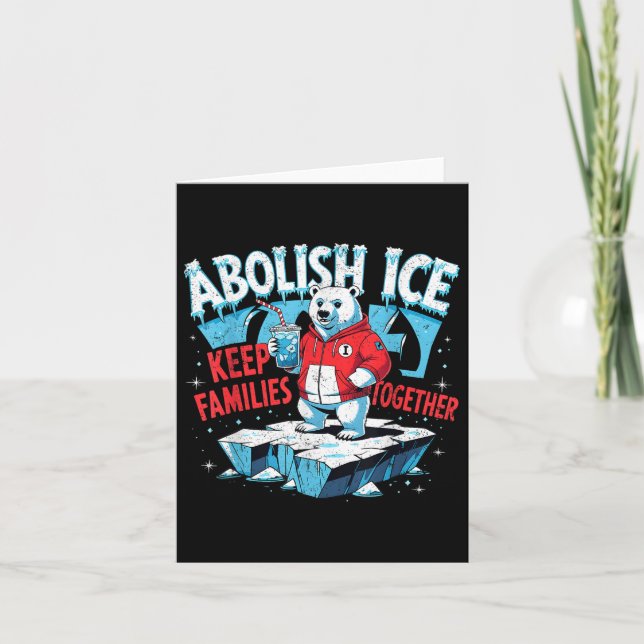 Abolish Ice Keep Families Together Polar Bear 4th  Card (Front)