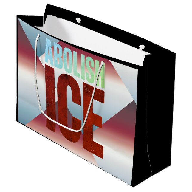 Abolish ICE Minimalist Protest Typography Design Large Gift Bag (Front Angled)