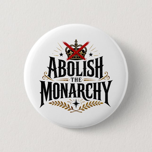 Abolish the Monarchy No Crown Button (Front)
