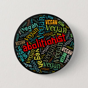 "Abolitionist Vegan" Word-Cloud Mosaic Button