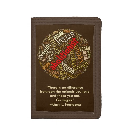 Abolitionist Vegan Word_Cloud Mosaic  Quote Trifold Wallet