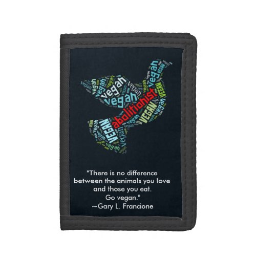 Abolitionist Vegan Word_Cloud  Quote Tri_fold Wallet