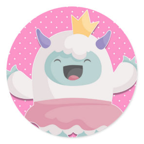 Abominable Snow Princess Yeti to Celebrate Girls Classic Round Sticker