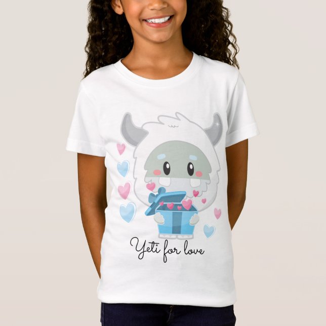 Abominable Snowman Yeti for Love Valentines Kids T-Shirt (Front)