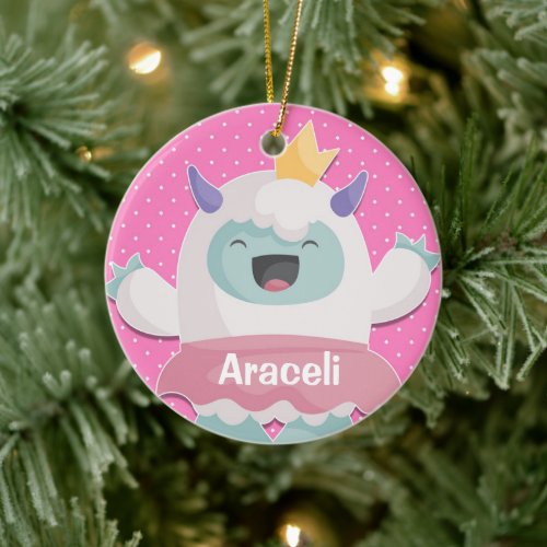 Abominable Yeti Princess Girls Personalized Ceramic Ornament