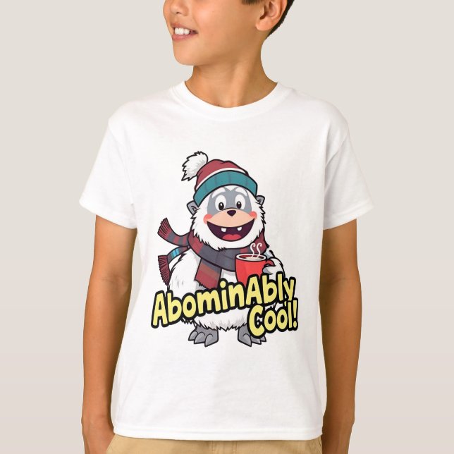 Abominably Cool Winter Yeti Design T-Shirt (Front)