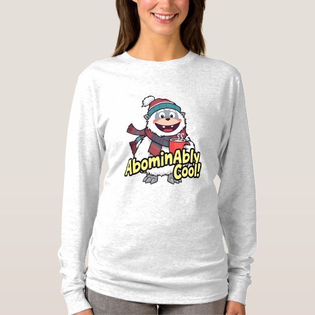 Abominably Cool Winter Yeti Design T-Shirt (Front)
