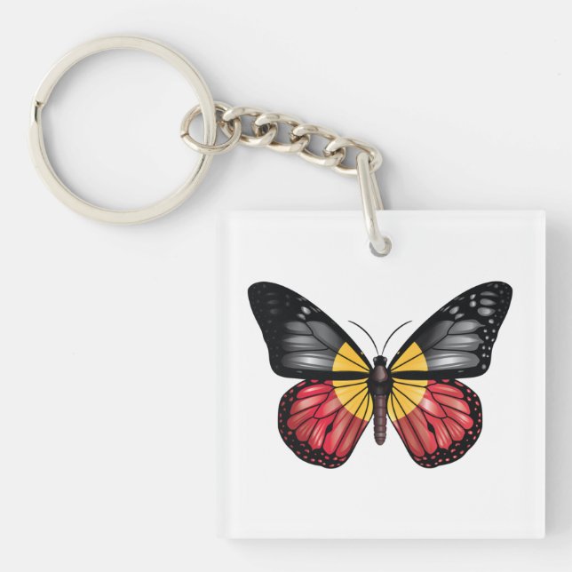 Aborigin Monarque Butterfly Flag Keychain (Front)