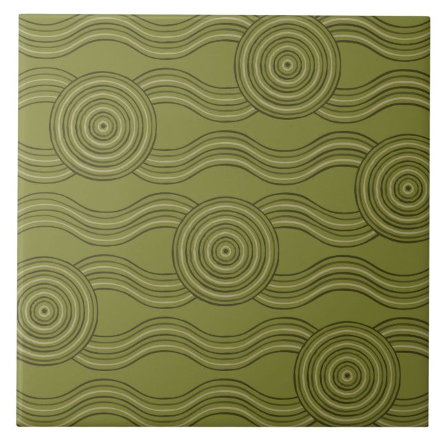 Aboriginal art bush ceramic tile (Front)