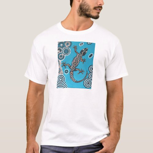 Aboriginal Art Gecko Point Painting Dot Paintin T_Shirt