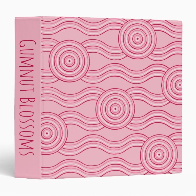 Aboriginal art gumnut blossoms 3 ring binder (Front/Spine)