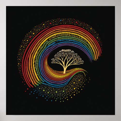 Aboriginal Art Inspired Rainbow dot painting Poster