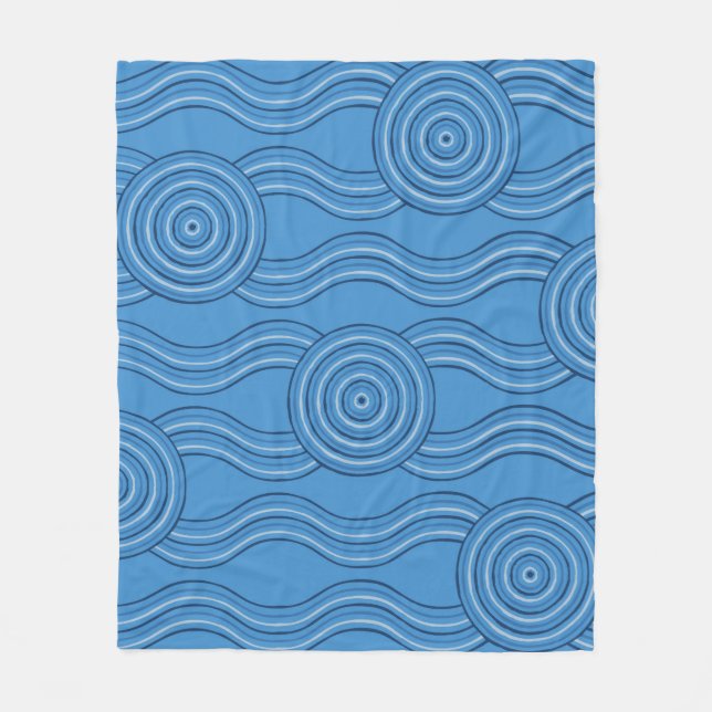 Aboriginal art ocean fleece blanket (Front)