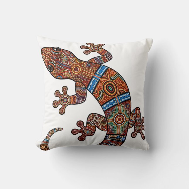 ABORIGINAL ART OF GECKO THROW PILLOW (Front)